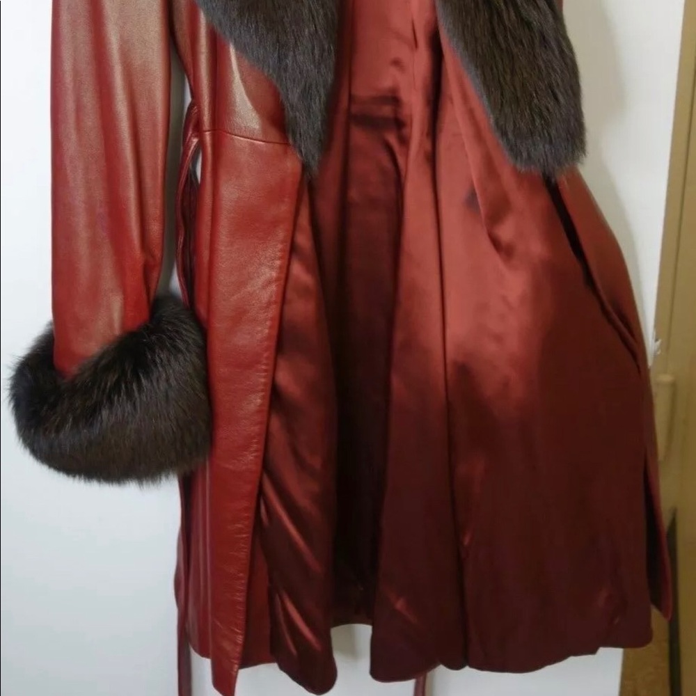 Dior Red lambskin leather robe jacket w fox rare - Picture 8 of 8
